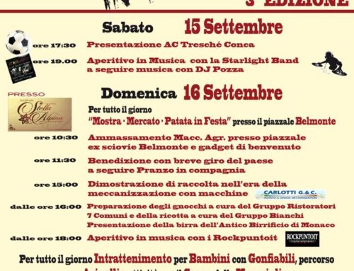 Patata di Tresché Conca in Festa – Terza edizione – 15-16 settembre 2018 – ALTOPIANO SETTE COMUNI